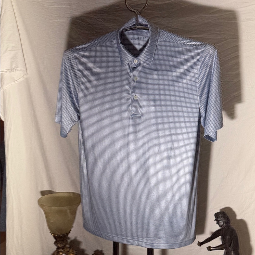Men's Light Blue Micro-Pattern Performance Polo - image 1